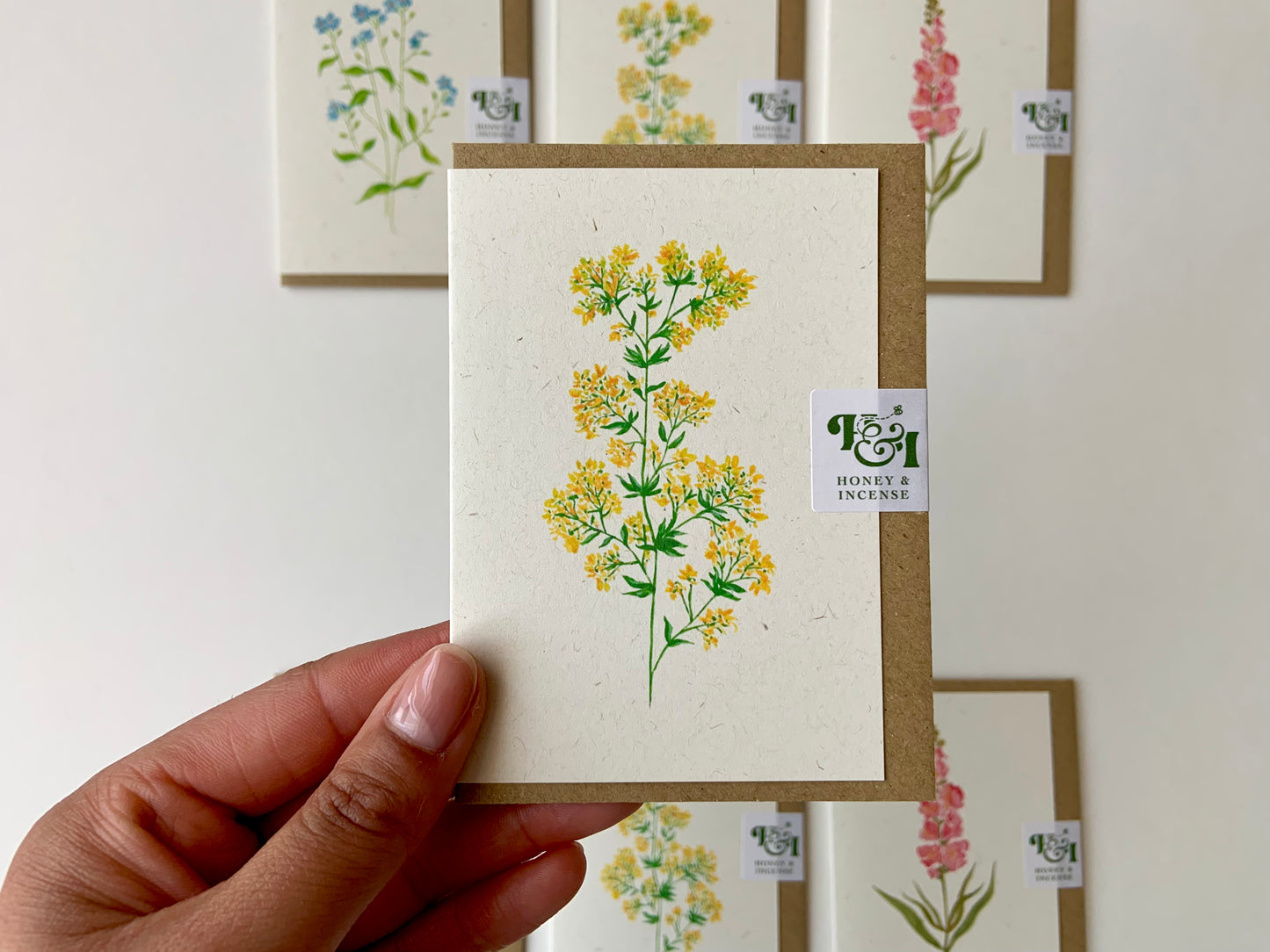 yellow wildflower painted recycled card