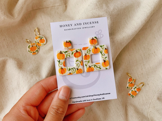 Autumn Pumpkin Hand-Painted Earrings