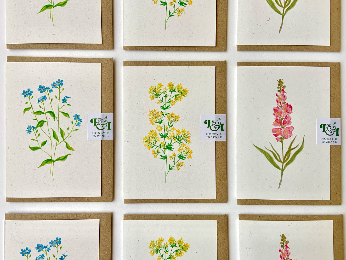 multipack of wildflower recycled hand painted cards