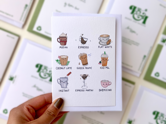 cute illustrated coffee pun greetings card