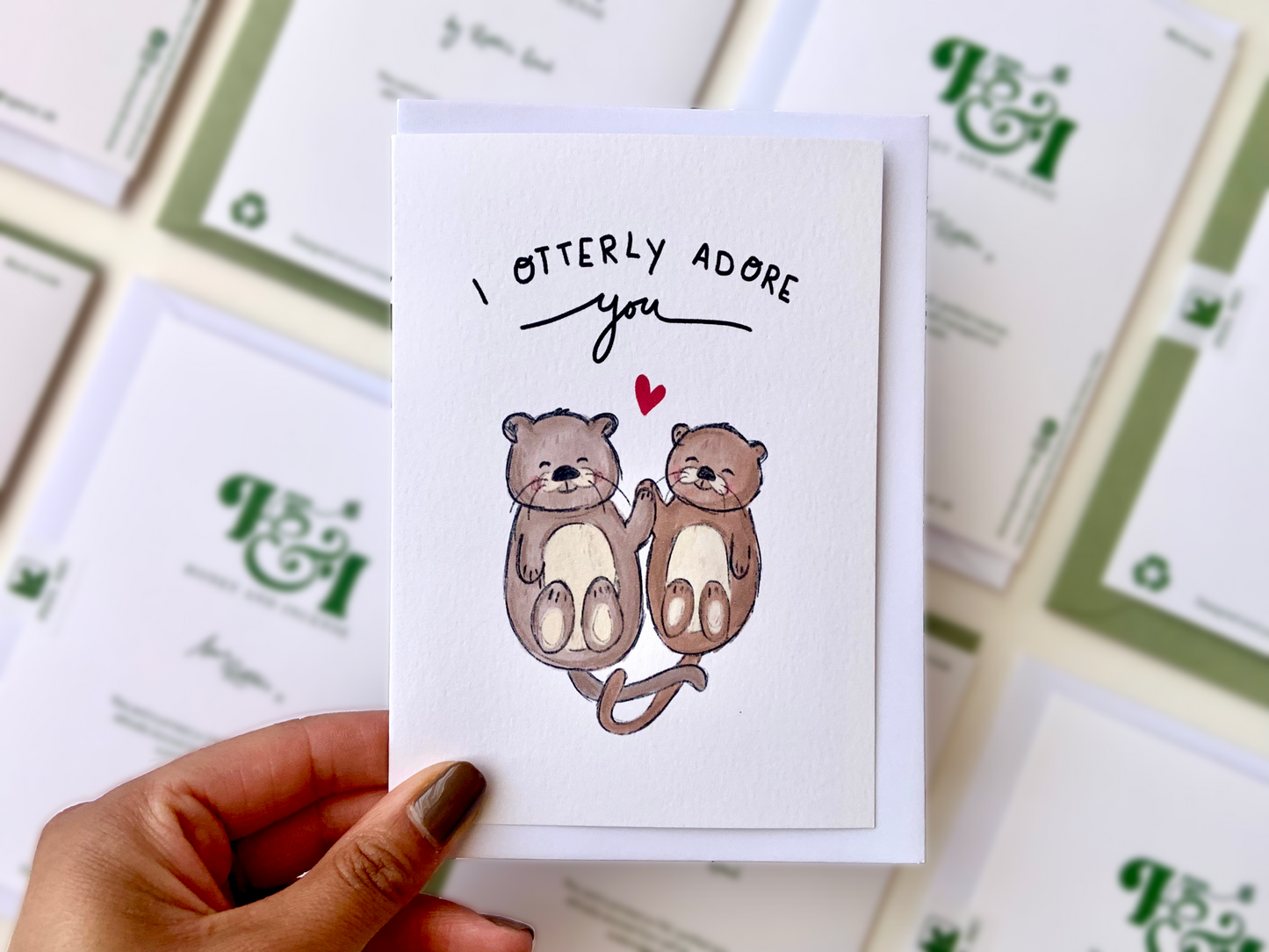 Cute Otter Pun Greetings card, Animal Valentines card