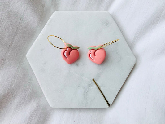 Peach polymer clay hoop earrings