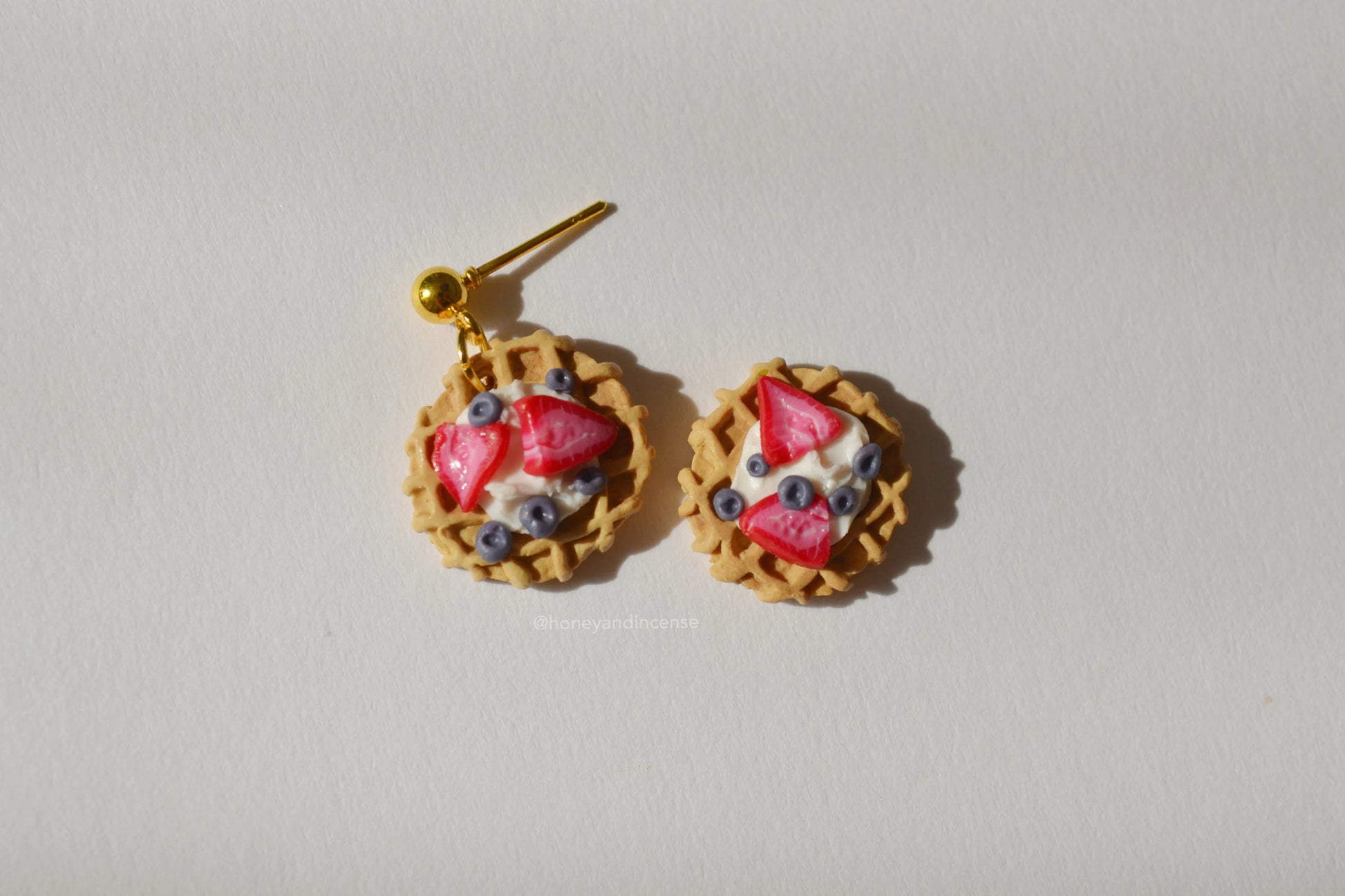 strawberry waffle earrings